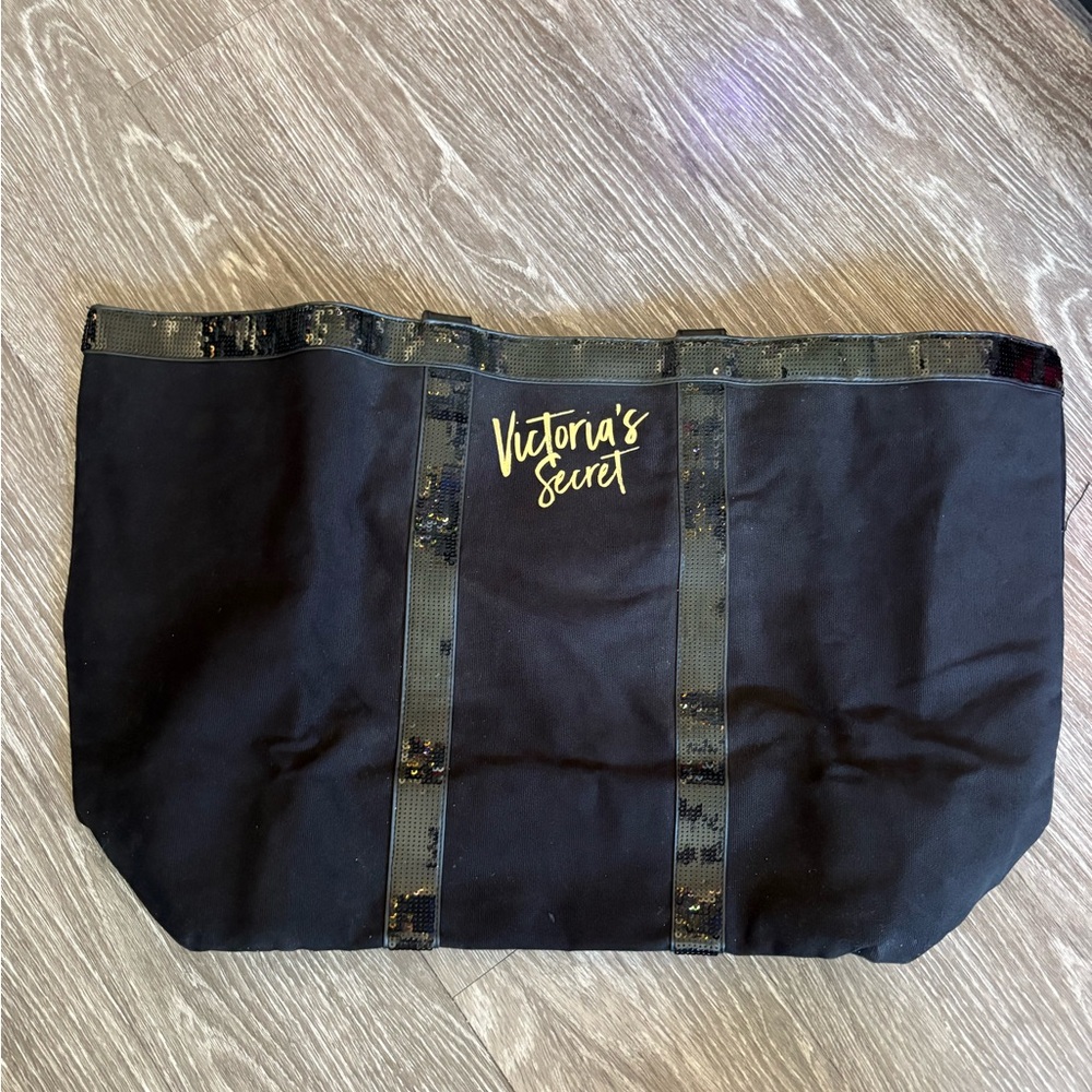 Victoria's Secret Black Tote Bag with Gold Logo